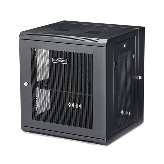 Armario Rack de Pared para Servidores 12U 19" 4 Columnas y Estante 1U - Rack de Servidores de Montaje en Pared con Bisagra - Rac