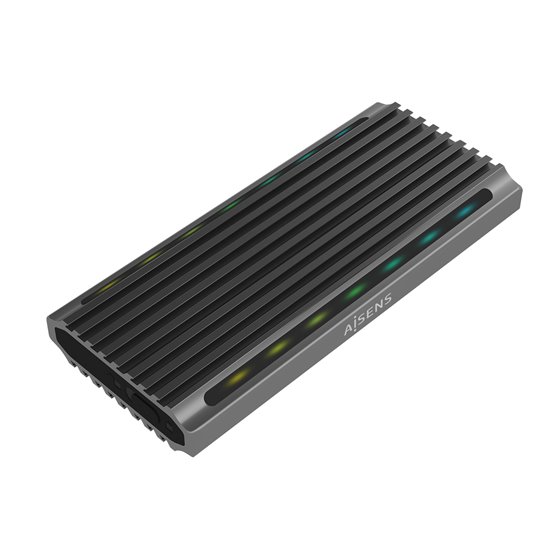 Caja Externa M.2 RGB Gaming ASM2-RGB011GR SATA/NVMe A USB3.1 Gen2, Gris