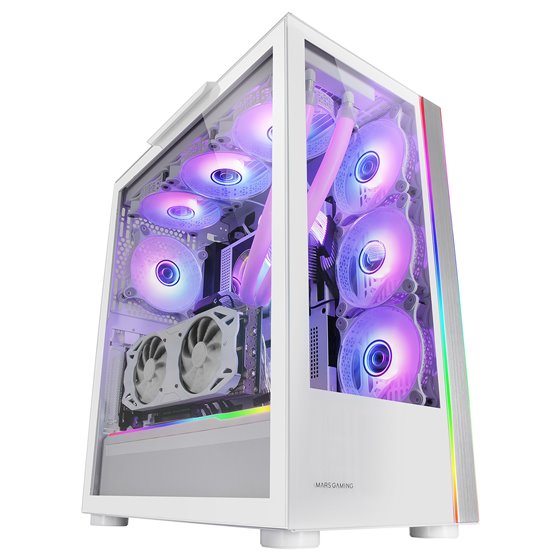 MC-ULTRA, Torre Gaming Custom XXL E-ATX, Doble Tira LED ARGB, Doble Ventana Cristal Templado, Estructura Cámara Dual Vertical, B