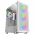 MC-F, Semitorre Gaming ATX, Ventana Completa Cristal Templado, Frontal Metal-Mesh, 4X Ventiladores ARGB 120mm, Blanco