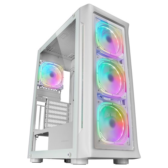 MC-NEO, Torre Gaming XXL E-ATX, Ventana Lateral y Frontal Cristal Templado, 4X Ventiladores ARGB 120mm + Ventilador 120mm, Siste