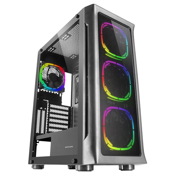 MC-NEO, Torre Gaming XXL E-ATX, Ventana Lateral y Frontal Cristal Templado, 4X Ventiladores ARGB 120mm + Ventilador 120mm, Siste