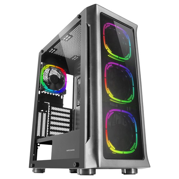 MC-NEO, Torre Gaming XXL E-ATX, Ventana Lateral y Frontal Cristal Templado, 4X Ventiladores ARGB 120mm + Ventilador 120mm, Siste