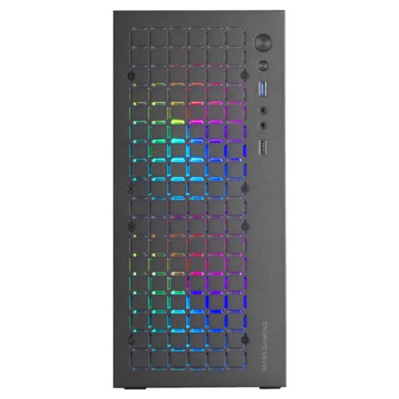 MC-CORE, Caja Gaming Compacta MicroATX, Diseño Frontal Metal-Mesh, Ventana Lateral Completa, 2x Ventiladores FRGB 120mm, Negro