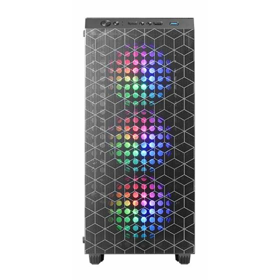 MC-MAG, Caja Gaming ATX, Ventana Lateral Completa Cristal Templado, Doble Rejilla Magnética Antipolvo Frontal + Superior, 3x Ven