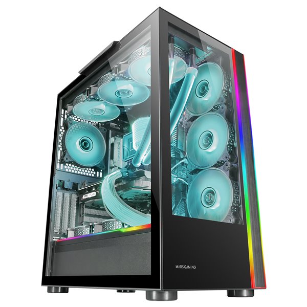 MC-ULT, Caja Gaming Custom XXL E-ATX, Doble Cristal Templado 90º Sin Marco + Puerta Lateral, Soporte Completo Refrigeración Líqu