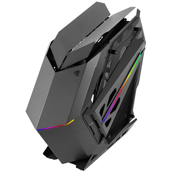 MC-TITAN, Caja Gaming RGB XXL ATX, Doble Tira LED e Iluminación Frontal ARGB, Hub Iluminación + Mando a Distancia, Compatible co