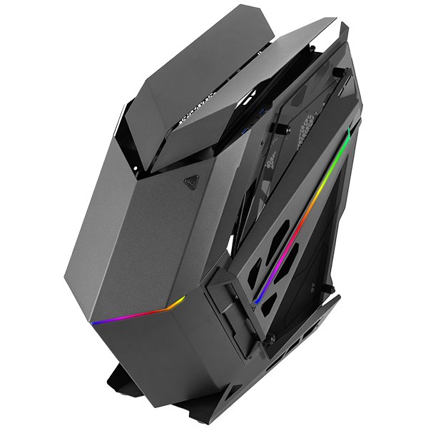 MC-TITAN, Caja Gaming RGB XXL ATX, Doble Tira LED e Iluminación Frontal ARGB, Hub Iluminación + Mando a Distancia, Compatible co