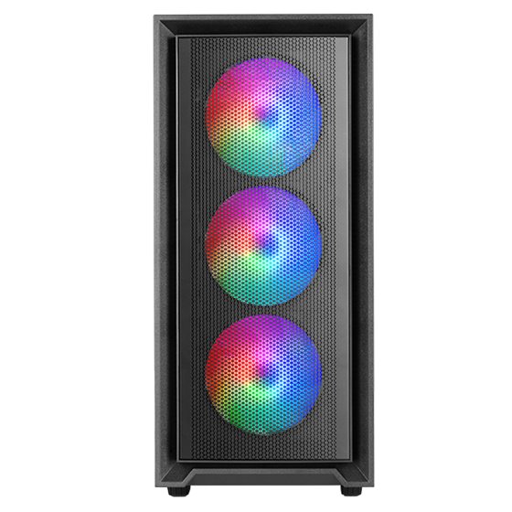 MC-AIR, Caja Gaming ATX, 4x Ventiladores FRGB Rainbow 120mm, Panel Frontal Mesh, Ventana Lateral Completa Cristal Templado, Semi