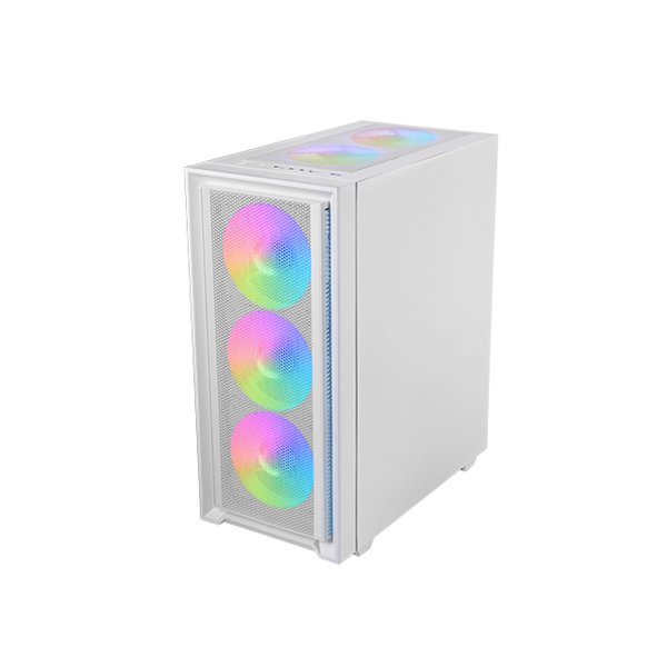 MC-AIR, Caja Gaming ATX, 4x Ventiladores FRGB Rainbow 120mm, Panel Frontal Mesh, Ventana Lateral Completa Cristal Templado, Semi