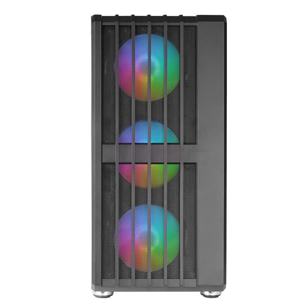 MC-VAULT, Caja Gaming ATX, 4x Ventiladores ARGB 120mm, Panel Frontal Mesh con Diseño Vertical, Ventana Lateral Cristal Templado,