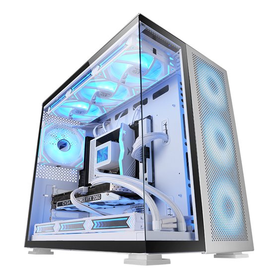 MC-NOVA2, Caja Gaming Custom XXL E-ATX, Doble Cristal Templado Continuo Sin Marco, Soporte Completo Refrigeración Líquida, Alumi