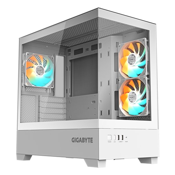 C201 PANORAMIC ICE Caja para PC – Torre media, m-ATX, compatible con radiador de 360 mm, 3 ventiladores preinstalados, USB 3.0, 