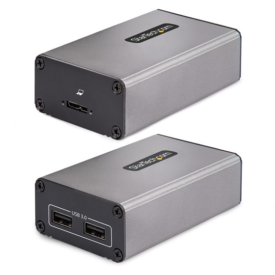Extensor USB 3.0 de 2 Puertos sobre Fibra Multimodo OM3 - LC/LC - Hub de 2 Puertos USB-A de 5Gbps - Alcance de 350m - Alargador 