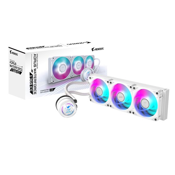 AORUS WATERFORCE II 360 ICE Refrigerador de CPU líquido AIO - 3x ventiladores ARGB de 120 mm, mecanismo de conexión deslizante, 