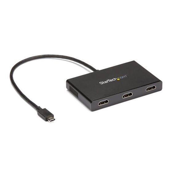 Adaptador USB-C Multimonitor de 3 Puertos - Hub Concentrador MST USB Tipo C a 3 Puertos HDMI - Divisor Splitter Multiplicador HD