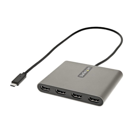 Adaptador USB-C a 4 Puertos HDMI - Tarjeta Gráfica y de Vídeo Externa - Dongle Llave USB Tipo C a 4x HDMI - 1080p a 60Hz - Conve