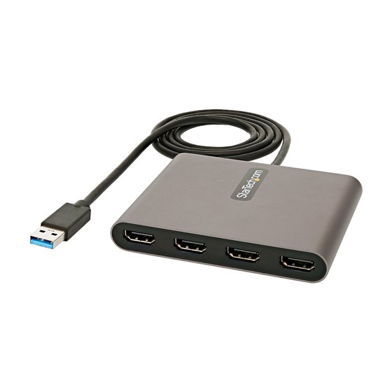 Adaptador USB 3.0 a 4 Puertos HDMI - Tarjeta Gráfica y de Vídeo Externa - Dongle Llave USB-A a 4x HDMI - 1080p a 60Hz - Converso