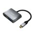 Conversor USB-C a VGA/HDMI 4K, USB-C/M-VGA/H-HDMI/H, Gris, 15CM