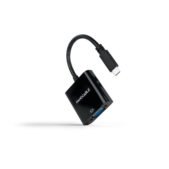 Conversor USB-C a VGA, USB-C/M-VGA/H, Negro, 10 cm