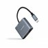 Conversor USB-C a 2xHDMI/USB2.0/PD, 15 cm, Gris