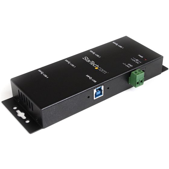 Hub Concentrador USB 3.0 de 4 Puertos - 5Gbps - Ladrón USB-A Industrial de Metal - de Montaje en Carril DIN, Pared o Escritorio 