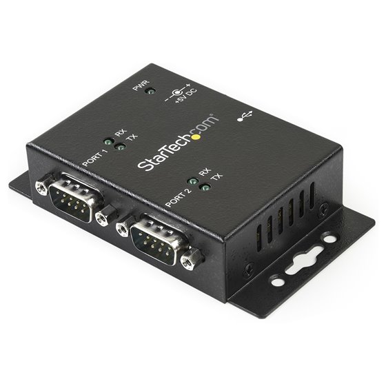 Concentrador Hub Industrial de 2 Puertos Serie Serial RS232 a USB Montaje Riel DIN Pared