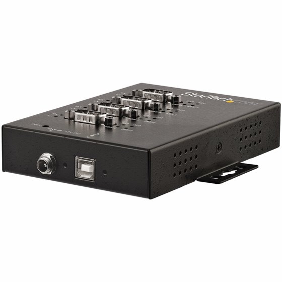 Adaptador Hub Serie RS232/RS485/RS422 a 4 puertos USB - Convertidor Ladrón USB 2.0 a Serial DB9 - IP30 - de Montaje en Carril DI