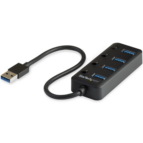 Hub Ladrón USB 3.0 4 Puertos - USB-A a USB 3.0 Tipo A con Interruptores Individuales de Encendido/Apagado - USB 3.2 Gen 1 SuperS