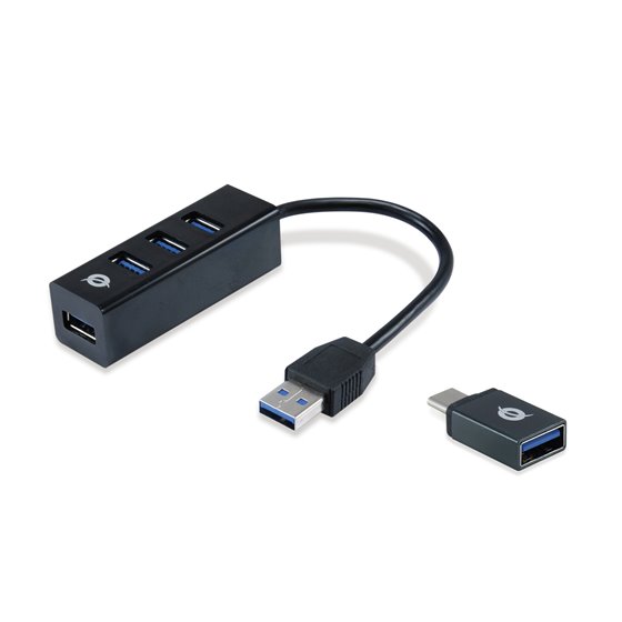 HUBBIES04B hub de interfaz USB 3.2 Gen 1 (3.1 Gen 1) Type-A 5000 Mbit/s Negro