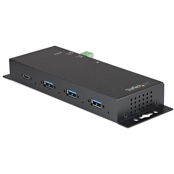 Hub USB-C de 4 Puertos de 10Gbps - Ladrón Concentrador USB Tipo C Industrial de Metal con 3 Puertos USB-A y 1 USBC - Protección 