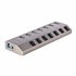 Hub USB-C Autoalimentado de 7 puertos con Interruptores Individuales - Concentrador USB 3.0 a 5 Gbps con Fuente de Alimentación 