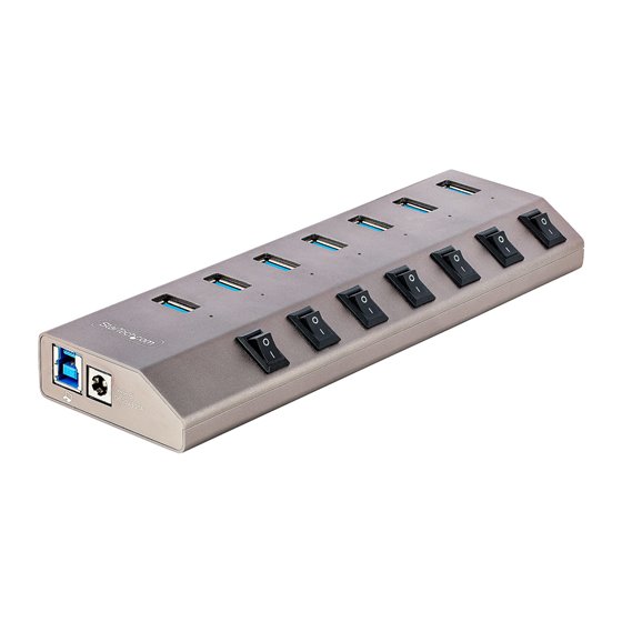 Hub USB-C Autoalimentado de 7 puertos con Interruptores Individuales - Concentrador USB 3.0 a 5 Gbps con Fuente de Alimentación 