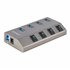 Hub USB-C Autoalimentado de 4 puertos con Interruptores Individuales - Concentrador USB 3.0 a 5 Gbps con Fuente de Alimentación 