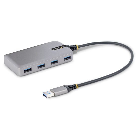 Hub USB de 4 Puertos - USB 3.0 de 5Gbps - Alimentado por el Bus - Concentrador de 4 Puertos USB-A con Alimentación Opcional - La
