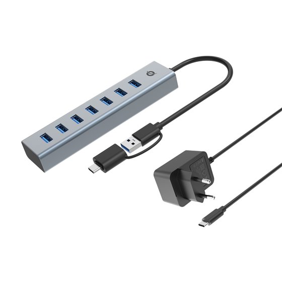 HUBBIES21GP hub de interfaz USB 3.2 Gen 1 (3.1 Gen 1) Type-A 5000 Mbit/s Gris