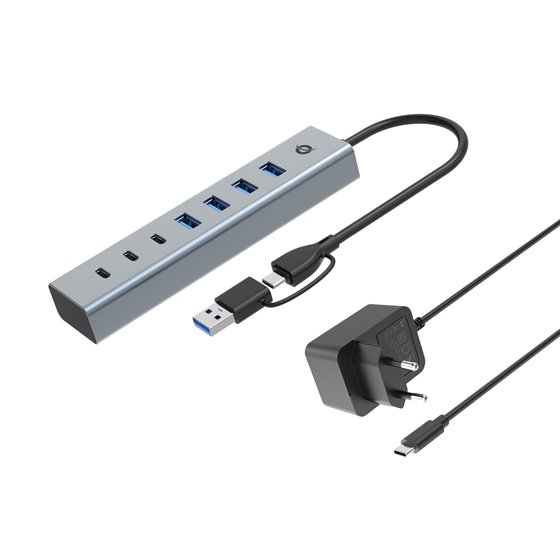 HUBBIES20GP hub de interfaz USB 3.2 Gen 1 (3.1 Gen 1) Type-C 5000 Mbit/s Gris