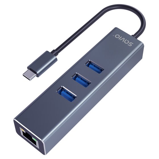 AK-57 USB-C - 3 x USB-A HUB with RJ-45 Gigabit Ethernet adapter 5000 Mbit/s grey 2 x USB 3.2 Gen 2 (3.1 Gen 2) Type-C 1000 Mbit/