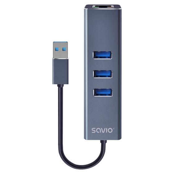 AK-57 USB-A - 3 x USB-A HUB with RJ-45 Gigabit Ethernet adapter 5000 Mbit/s grey USB 3.2 Gen 1 (3.1 Gen 1) Micro-B 5000 Mbit/s N