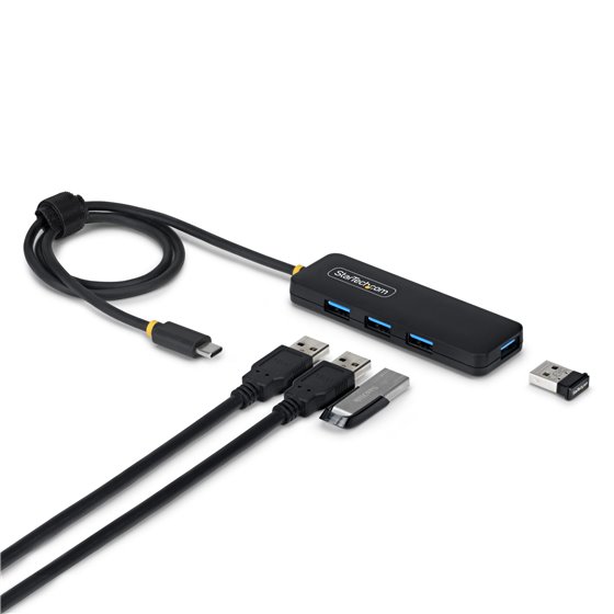 Hub USB-C de 4 Puertos A - 5 Gbps - Ladrón USB Alimentado por el Bus - Concentrador Tipo C a 4 Puertos A - Plástico PCR - Cable 