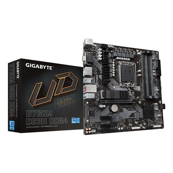 B760M DS3H DDR4 Placa base - Soporta CPUs Intel Core de 14ª generación, VRM digital de 6+2+1 fases, hasta 5333MHz DDR4 (OC), 2xP