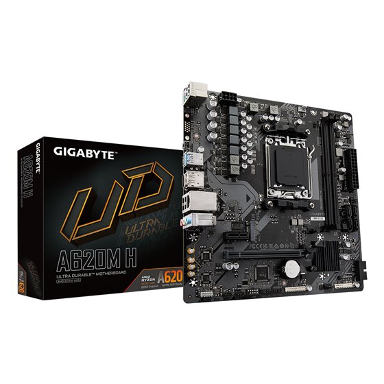 A620M H Placa base - Soporta CPUs AMD Ryzen 8000, VRM digital de 5+2+2 fases, hasta 7200MHz DDR5 (OC), 1xPCIe 4.0 M.2, LAN GbE, 