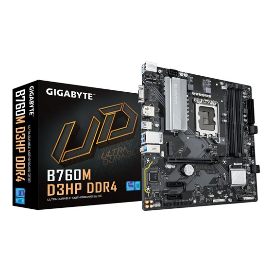 B760M D3HP DDR4 Placa base - Soporta CPUs Intel Core de 14ª generación, VRM digital de 4+1+1 fases, hasta 5333MHz DDR4 (OC), 2xP