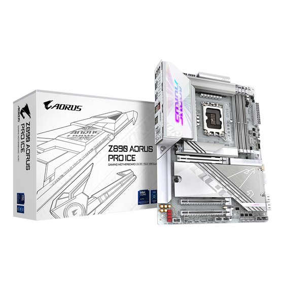 Placa base Z890 AORUS PRO ICE - Compatible con CPUs Intel Core Ultra (Serie 2), VRM de 16+1+2 fases, hasta 9500MHz DDR5 (OC), 1x