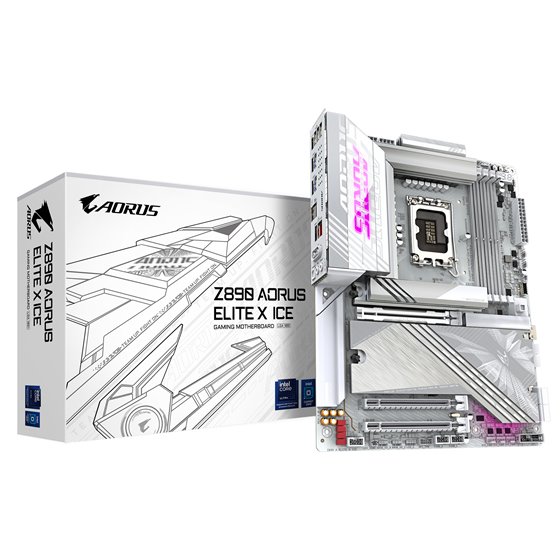 Placa base Z890 AORUS ELITE X ICE - Compatible con CPUs Intel Core Ultra (Serie 2), VRM de 16+1+2 fases, hasta 9500MHz DDR5 (OC)