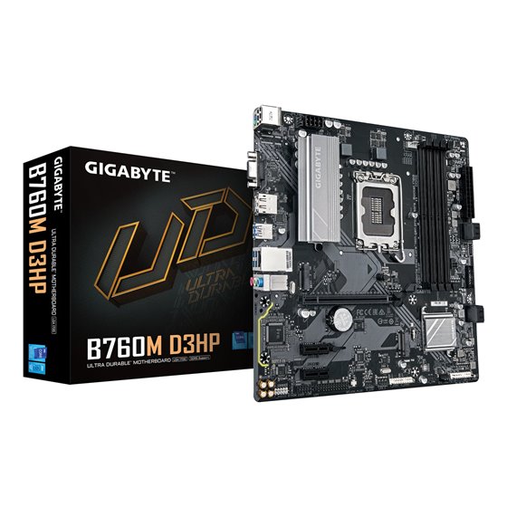 B760M D3HP Placa Base - Procesadores Intel Core de 14ª Generación, VRM de 4+1+1 fases, hasta 5600 MHz DDR5, 2xPCIe 4.0 M.2, LAN 