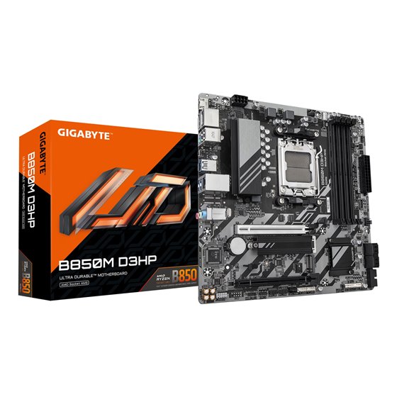 B850M D3HP Placa Base - Procesadores AMD Ryzen Serie 9000, 5+2+2 fases VRM digitales, hasta 8200MHz DDR5 (OC), 1xPCIe 5.0 + 1xPC