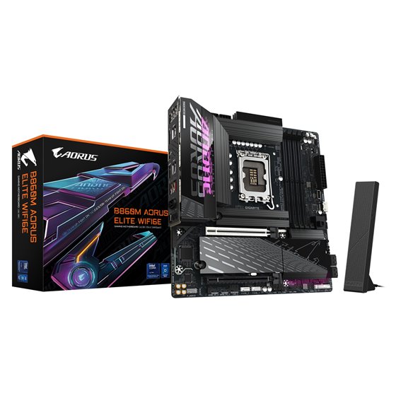 B860M AORUS ELITE WIFI6E Placa base - CPUs Intel Core Ultra, VRM de 12+1+2+1 fases, hasta 9200MHz DDR5, 1xPCIe 5.0 + 2xPCIe 4.0 