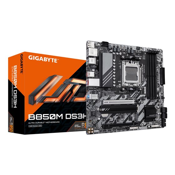 B850M DS3H Placa Base - Procesadores AMD Ryzen Serie 9000, 16+2+2 fases VRM digitales, hasta 8200MHz DDR5 (OC), 1xPCIe 5.0 + 1xP