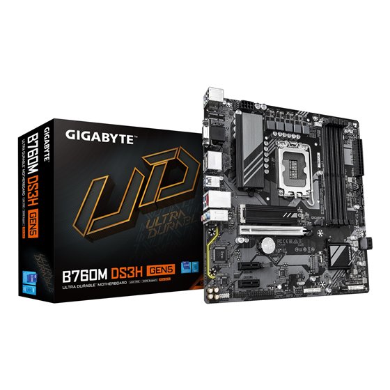 B760M DS3H GEN5 Placa Base – Compatible con CPUs Intel Core 14ª generación, VRM digital de 6+2+1 fases, hasta 5600 MHz DDR5, 2 x